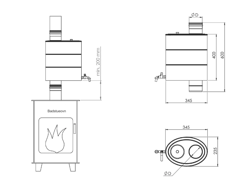 Gram Sauna Tank For Vannvarme, 21 Ltr. - Billede 3