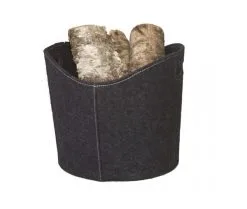 Fåvne Vedkurv, Rund, Grå Filt